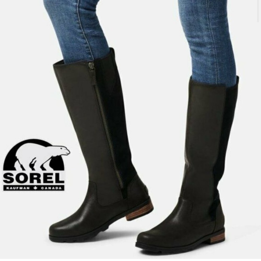 Sorel Black Leather Knee-High Boots